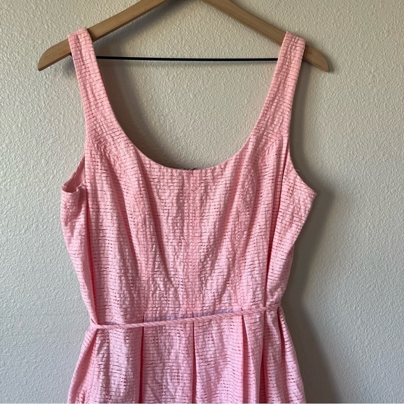 Pappagallo Pink Fit and Flare Sleeveless Waist Tie Barbiecore Dress- size 12 - Picture 5 of 13